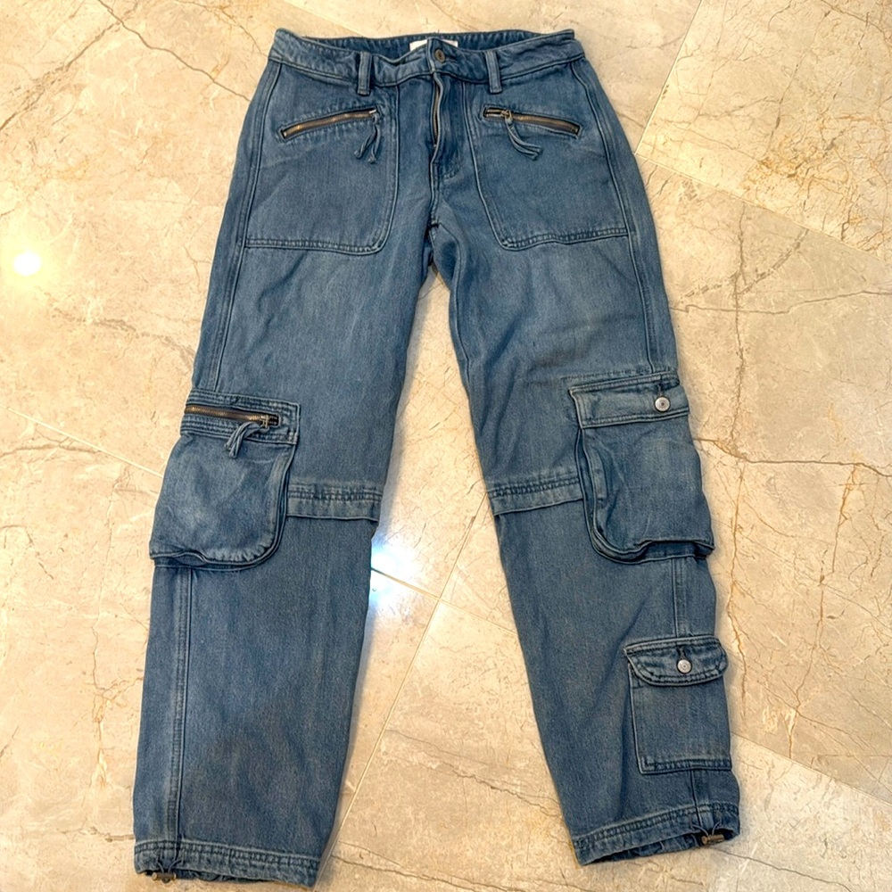 Lucky Brand Jeans Womens 2 26 Blue Cargo Zip Pockets Low Rise Ankle SOLD OUT